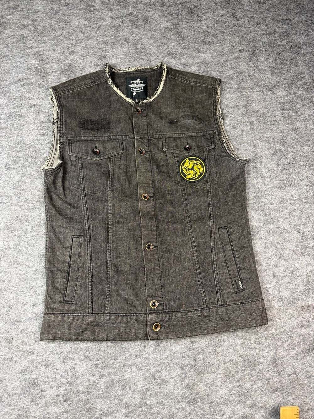 Vans X Iggy Pop The Stooges Denim Vest Size L Black Raw Power